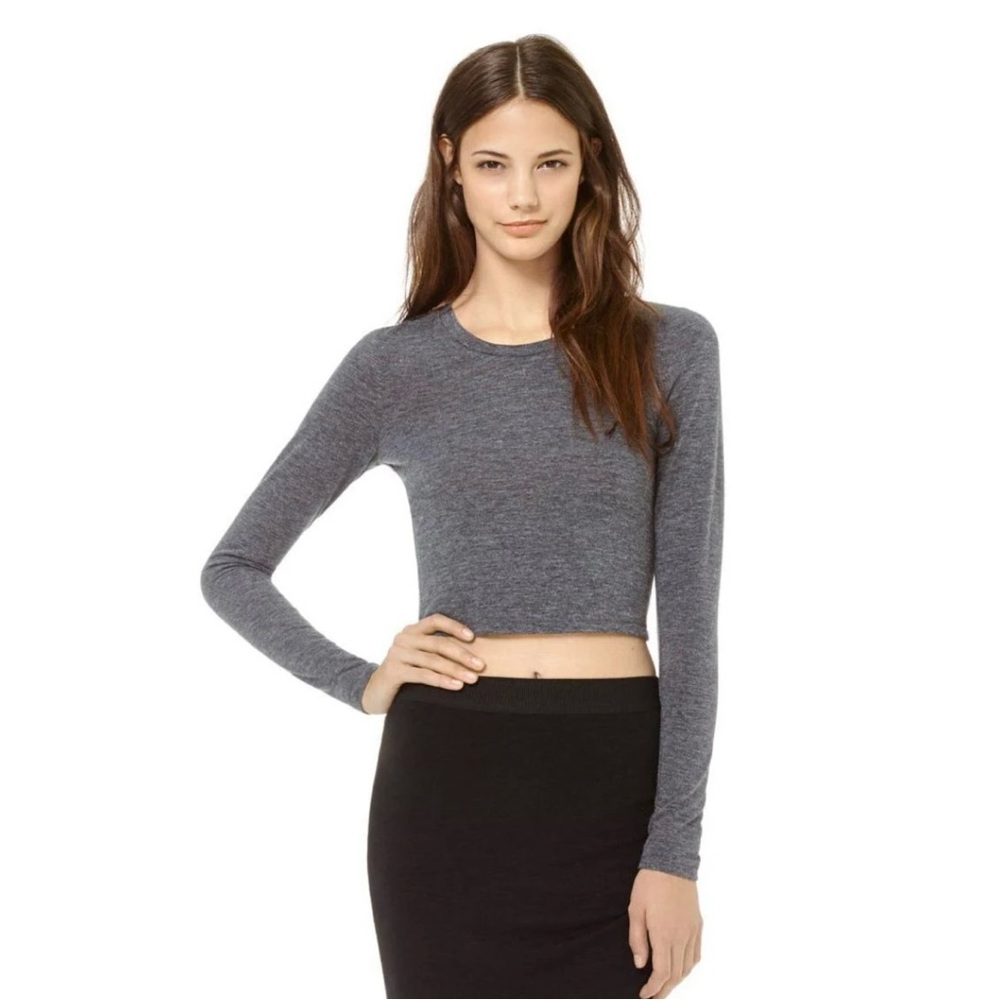 Wilfred Free  Women’s Size Small Dark Gray Long Sleeve Crop Top.